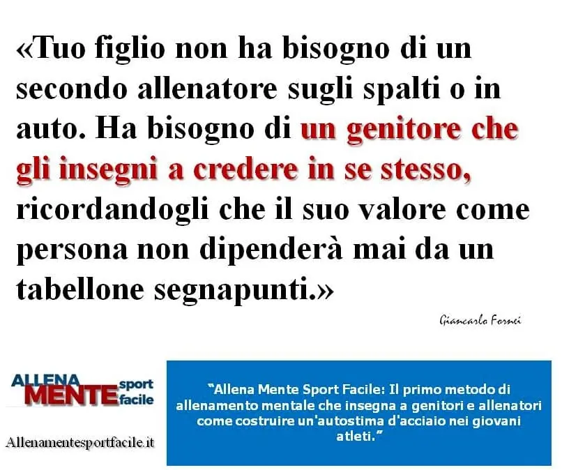 L’autostima di tuo figlio nello sport dipende anche da te? Sì, l’autostima e la tenuta mentale di un figlio nello sport dipendono in grande misura dal supporto emotivo e dall’atteggiamento di entrambi i genitori…